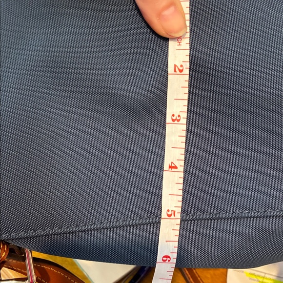 Dooney & Bourke Navy Backpack with Tan Leather Trim - Women's Everyday Backpack - Picture 9 of 9